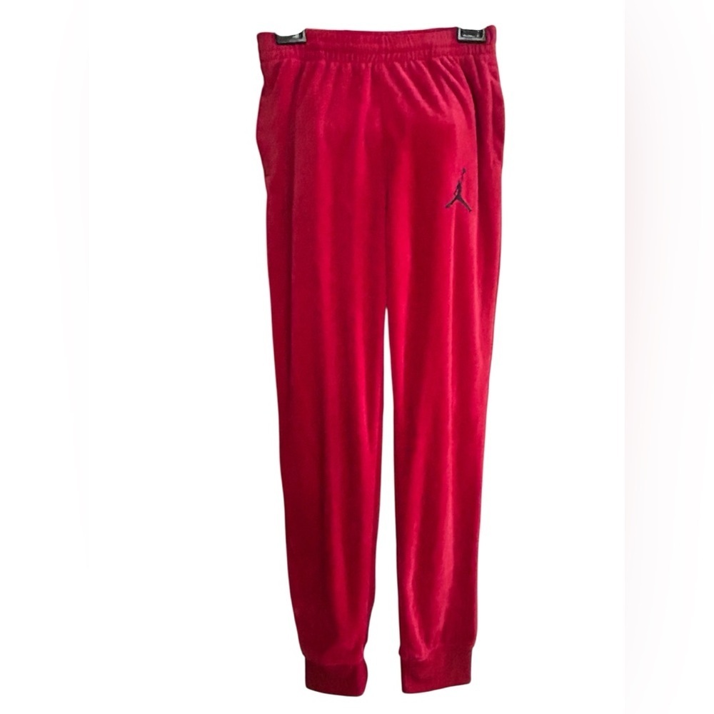 Nike Air Jordan Red Fleece Joggers Youth Sweatpants Athletic Track Pants 13-15Y